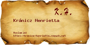 Kránicz Henrietta névjegykártya